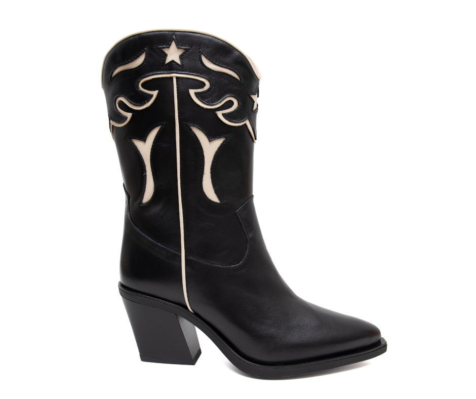 Bota negra cowboy | Tienda online de zapatos de diseño español