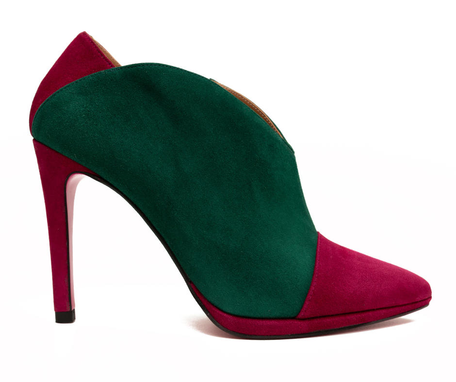 Botín tacón ante verde I Tienda online de zapatos diseñados en España