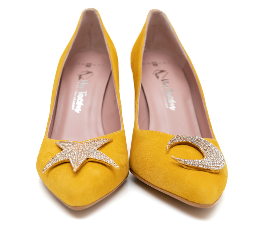 Zapato tacón ancho mostaza I Tienda online de zapatos de diseño