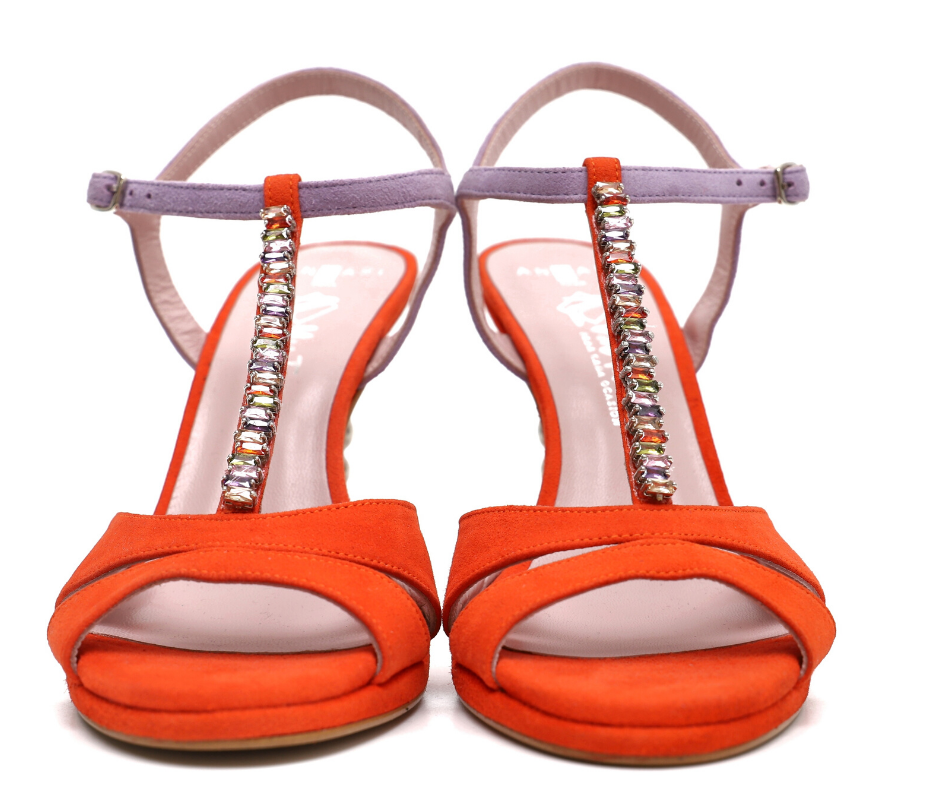 Sandalia tacón naranja | Tienda online