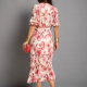 Vestido flores plisado rosa Primavera