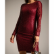 Vestido lentejuelas burdeos